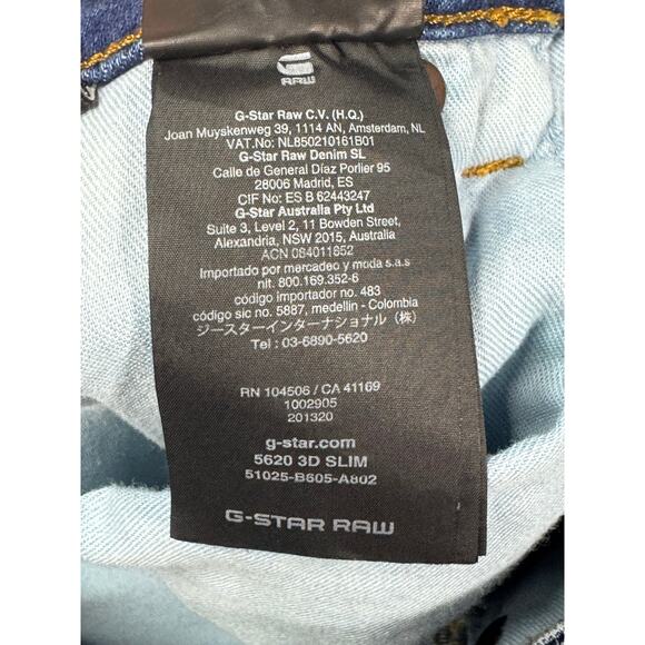 G-Star Raw Men's 5620 3D Slim Patch Knee Blue Denim Jeans - Size 31x32 (31x30.5) - Picture 6 of 7